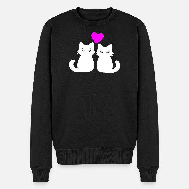 Couple de chats amoureux - Pull Premium bio Homme - noir