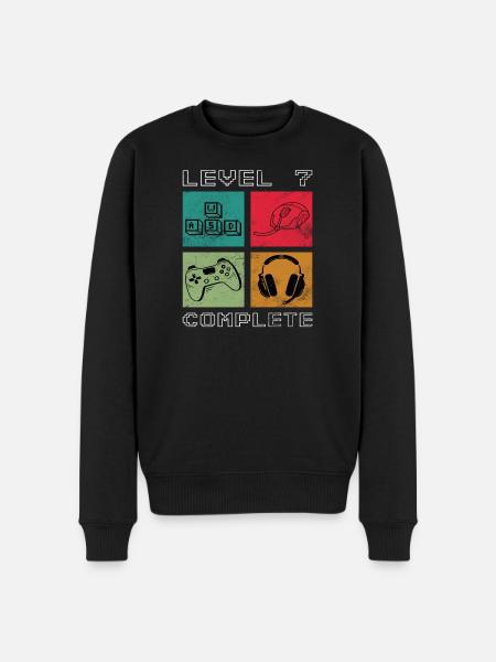 Birthday Gamer Level 7 Years Unlocked - Men's Premium Organic Jumper - black