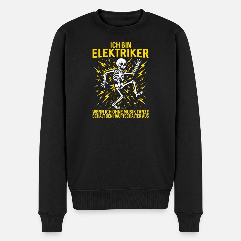 Ich bin Elektriker Skelett Tanz - Männer Premium Bio Pullover - Schwarz