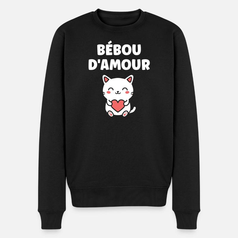 Liebe Beboo Katzenherz - Männer Premium Bio Pullover - Schwarz