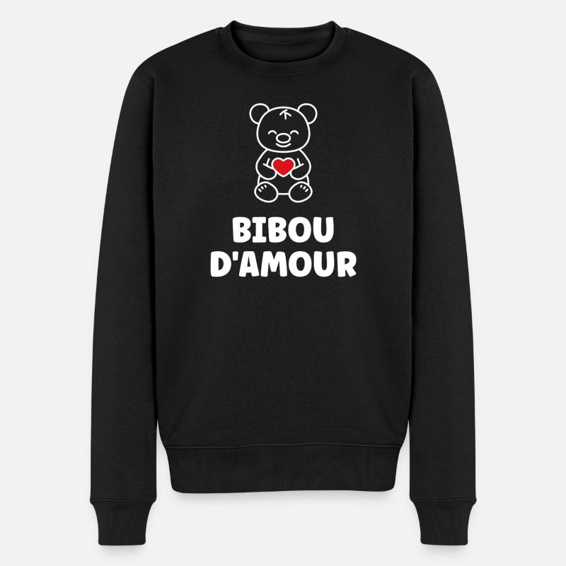 Liebe Owlette Teddy Bear Herz - Männer Premium Bio Pullover - Schwarz