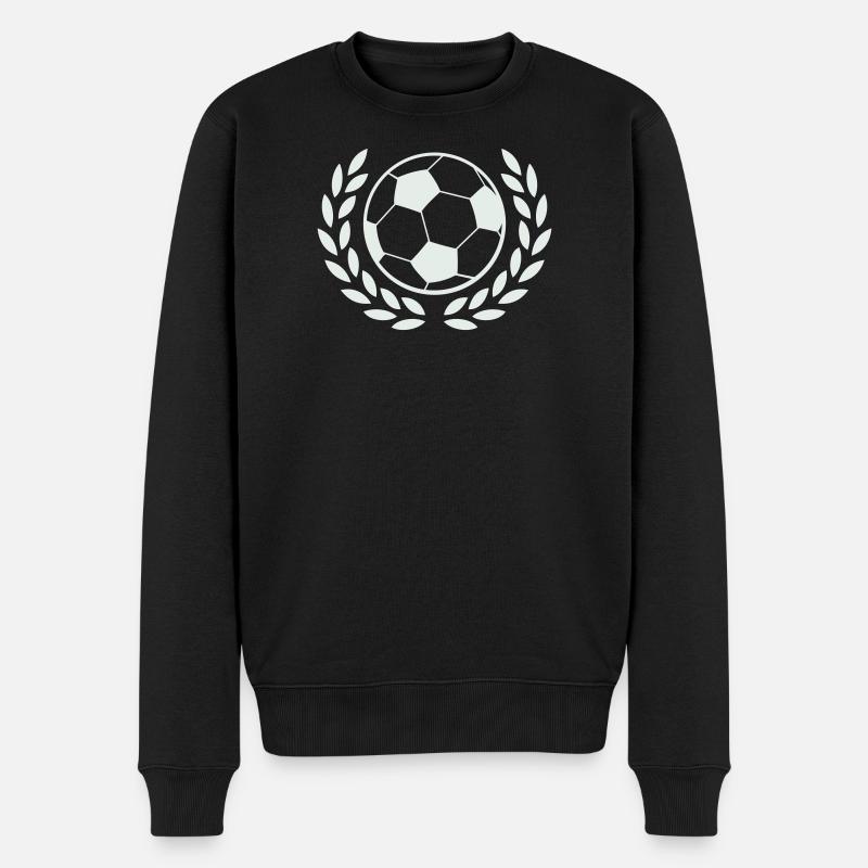 Sieger-Laurel Fußballmotiv - Männer Premium Bio Pullover - Schwarz