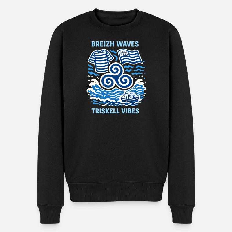 Vagues Breizh Triskel Vibes Tee - Pull Premium bio Homme - noir