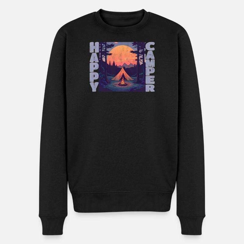 Happy Camper - Männer Premium Bio Pullover - Schwarz