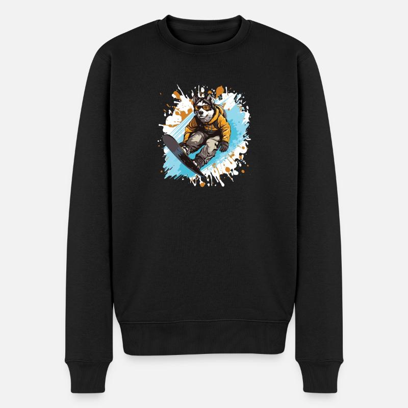 Husky Chien Planche à neige - Pull Premium bio Homme - noir