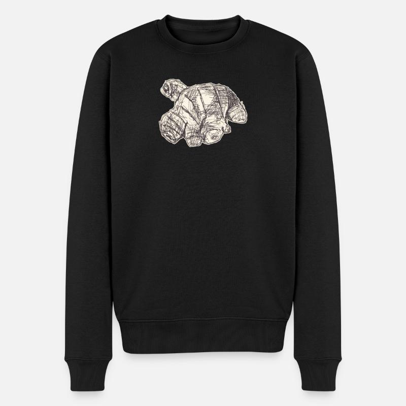 Ingwer Skizze - Männer Premium Bio Pullover - Schwarz