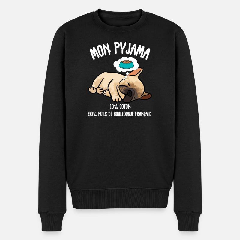Pyjama Poils Chien Bouledogue Français - Pull Premium bio Homme - noir