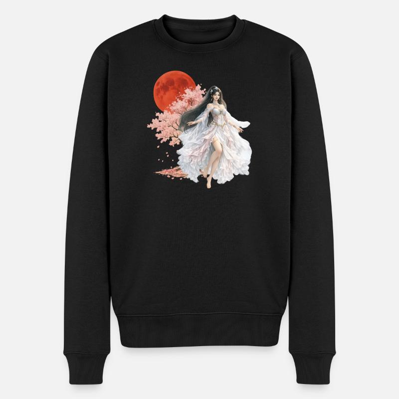 Enchanteresse Fleur au Clair de Lune - Pull Premium bio Homme - noir