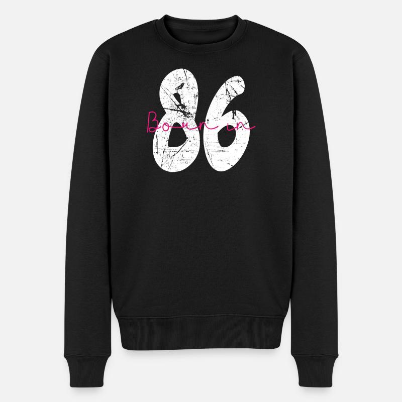 Born in 86 Neon Retro - Männer Premium Bio Pullover - Schwarz