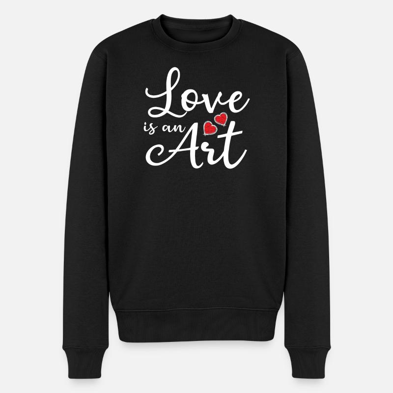 Love is Art – Herzenskunst - Männer Premium Bio Pullover - Schwarz