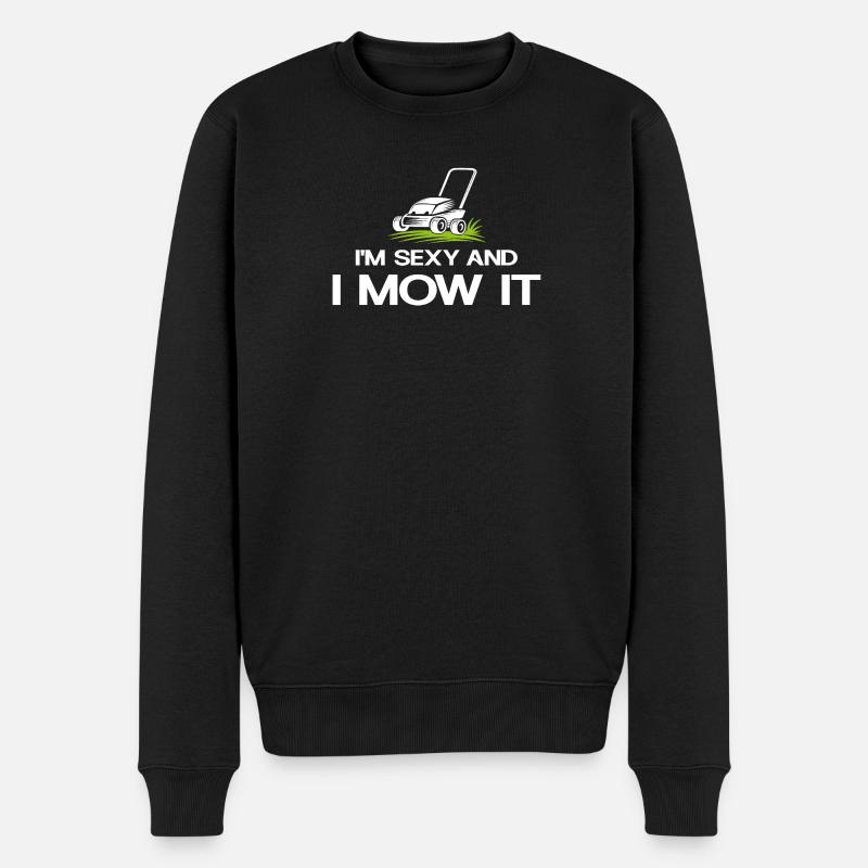 Sexy Rasenmähen Spruch - Männer Premium Bio Pullover - Schwarz