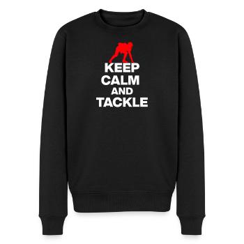 KEEP CALM AND TACKLE! FOOTBALL FAN GIFT USA rw - Men's Premium Organic Jumper - black - Front - Nico (187cm)