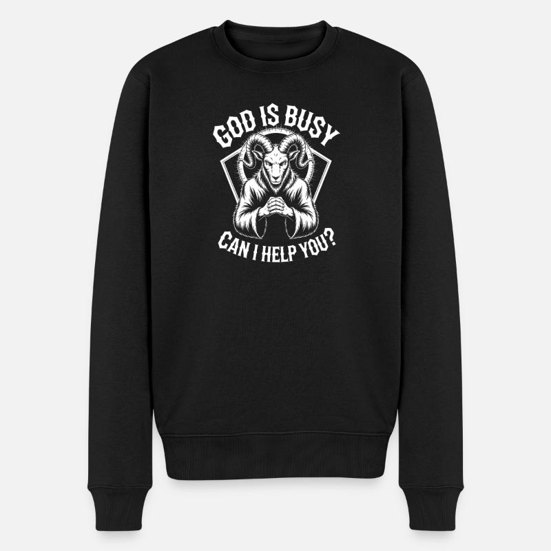 Priant Dieu chèvre est occupé - Pull Premium bio Homme - noir