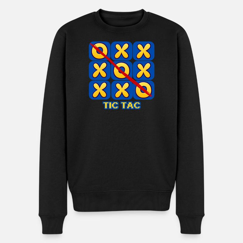 Retro-Tic-Tac-Toe-Spielabend-Grafik - Männer Premium Bio Pullover - Schwarz