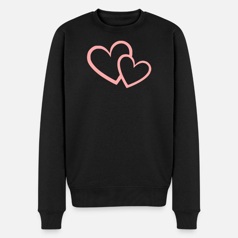Valentinstag Pink Heart, Valentinstag - Männer Premium Bio Pullover - Schwarz