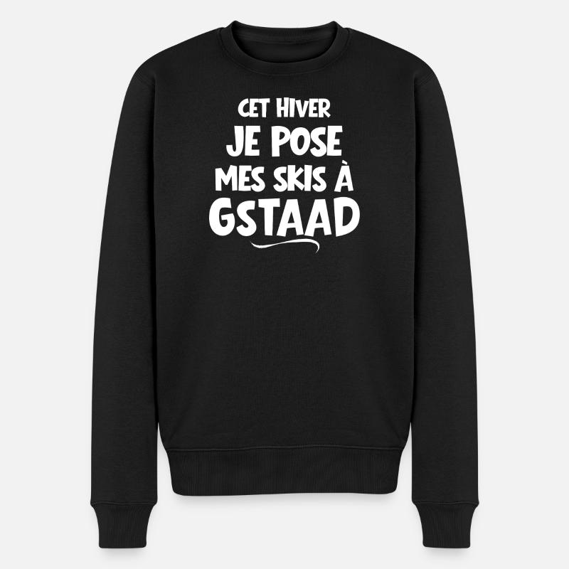 station de ski, skier, Gstaad - Pull Premium bio Homme - noir