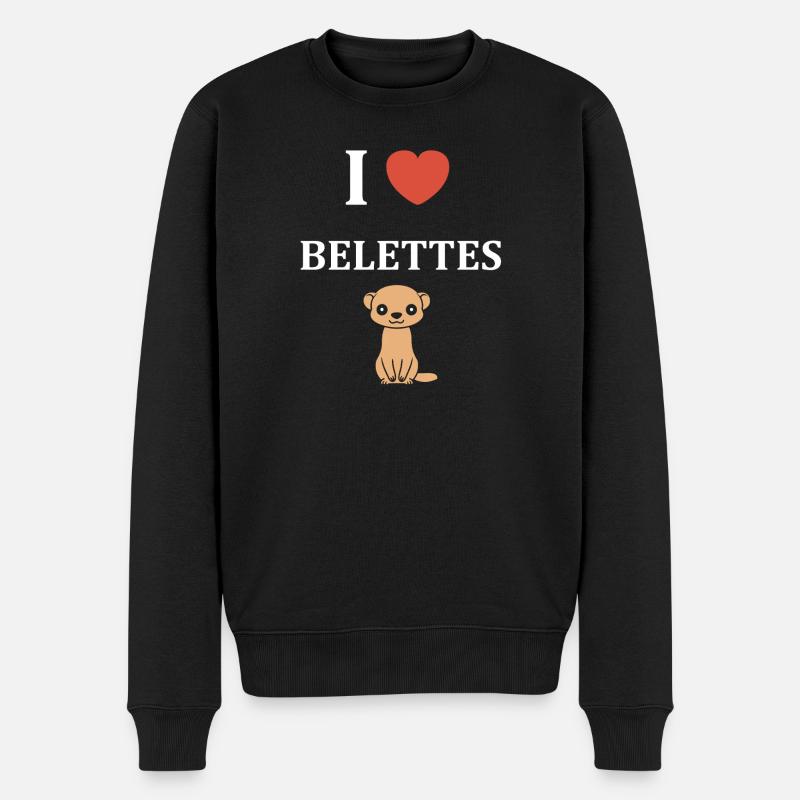 Ich liebe Weasel - Männer Premium Bio Pullover - Schwarz