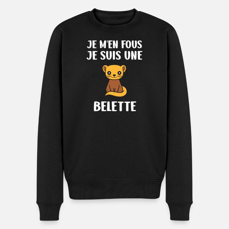 Belette Attitude Je M'en Fous - Pull Premium bio Homme - noir
