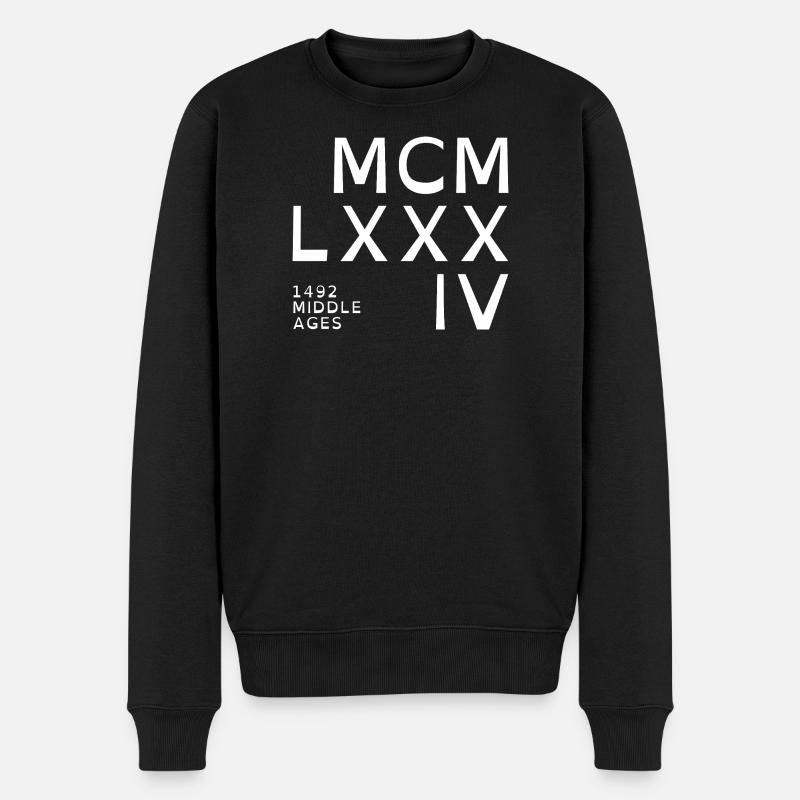1984_COMPANY_white - Männer Premium Bio Pullover - Schwarz