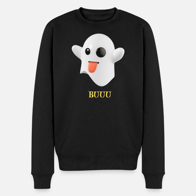 Flauschiger Geist mit Zunge - Männer Premium Bio Pullover - Schwarz