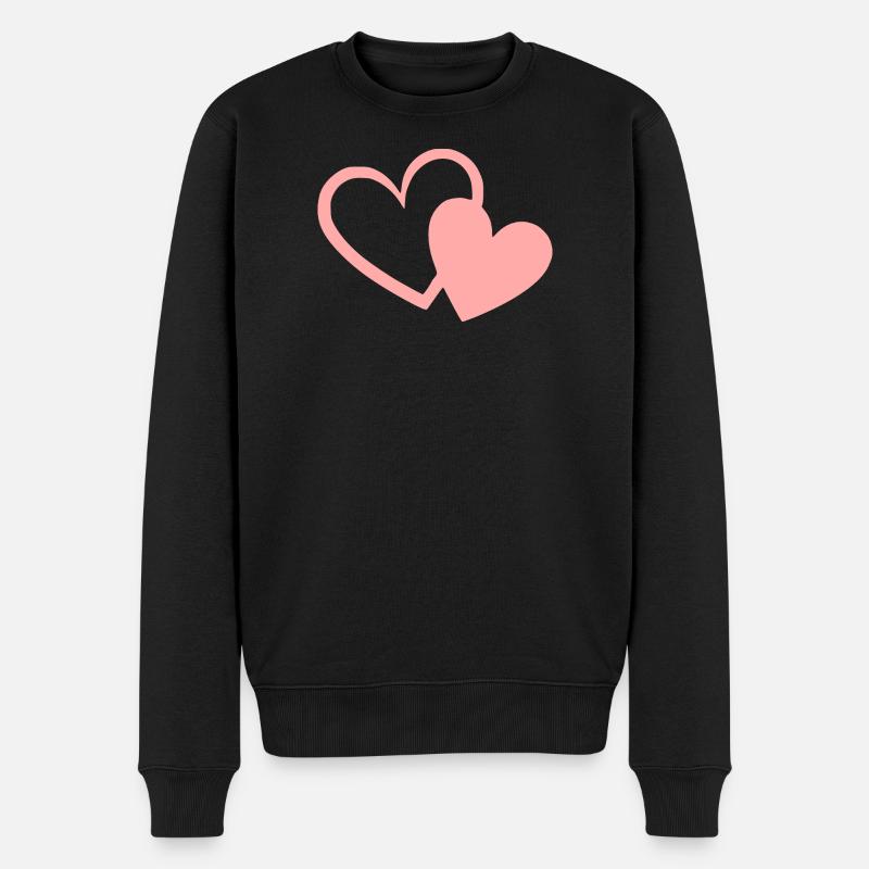 Valentinstag Pink Heart, Valentinstag - Männer Premium Bio Pullover - Schwarz
