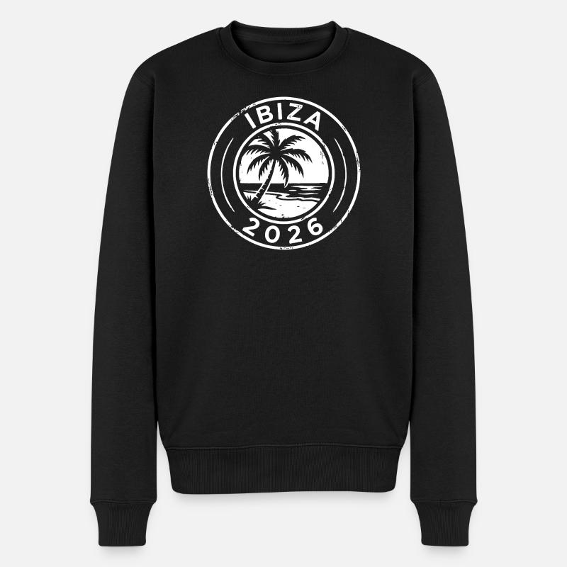 Ibiza 2026 Palme - Männer Premium Bio Pullover - Schwarz