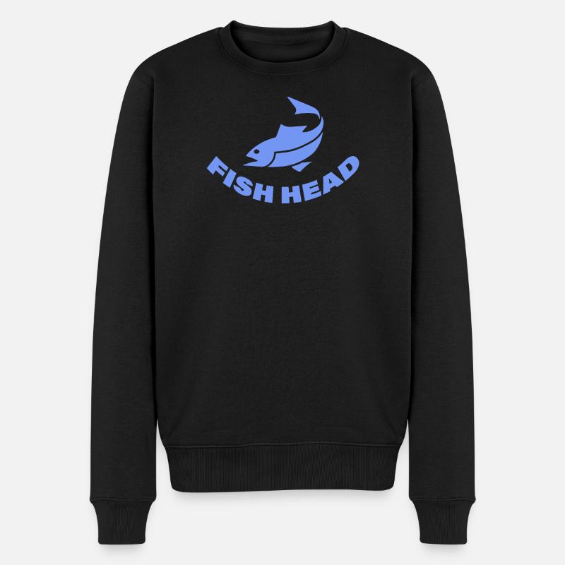 FISH HEAD - Männer Premium Bio Pullover - Schwarz