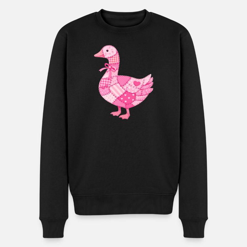 Patchwork Ente Rosa - Männer Premium Bio Pullover - Schwarz