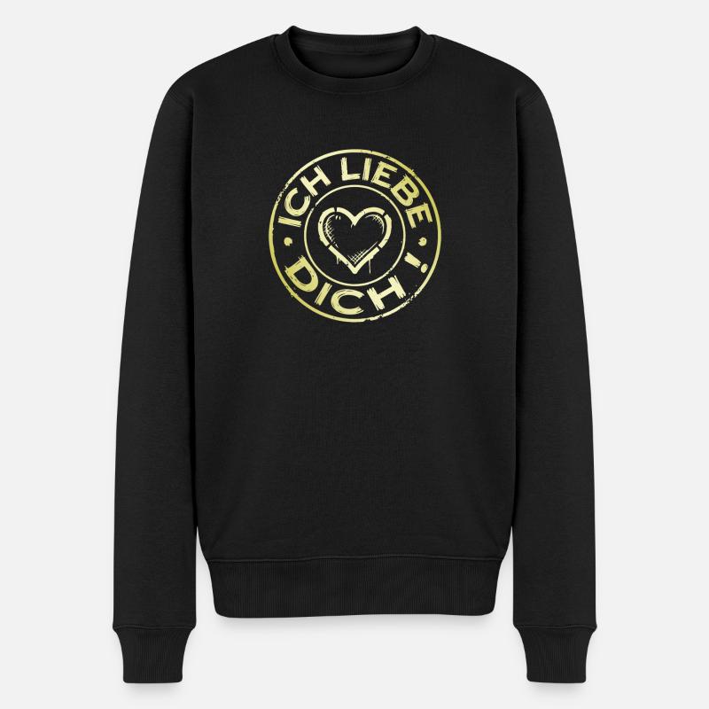 Ich Liebe Dich Herz - Männer Premium Bio Pullover - Schwarz
