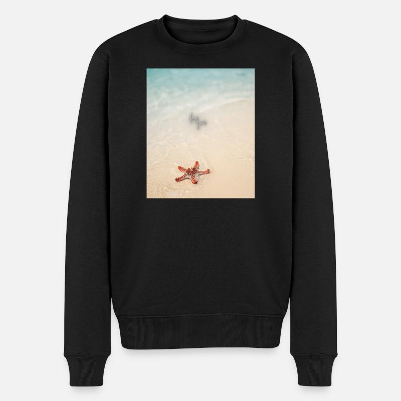 Liebe am Strand und Seesterne - Männer Premium Bio Pullover - Schwarz