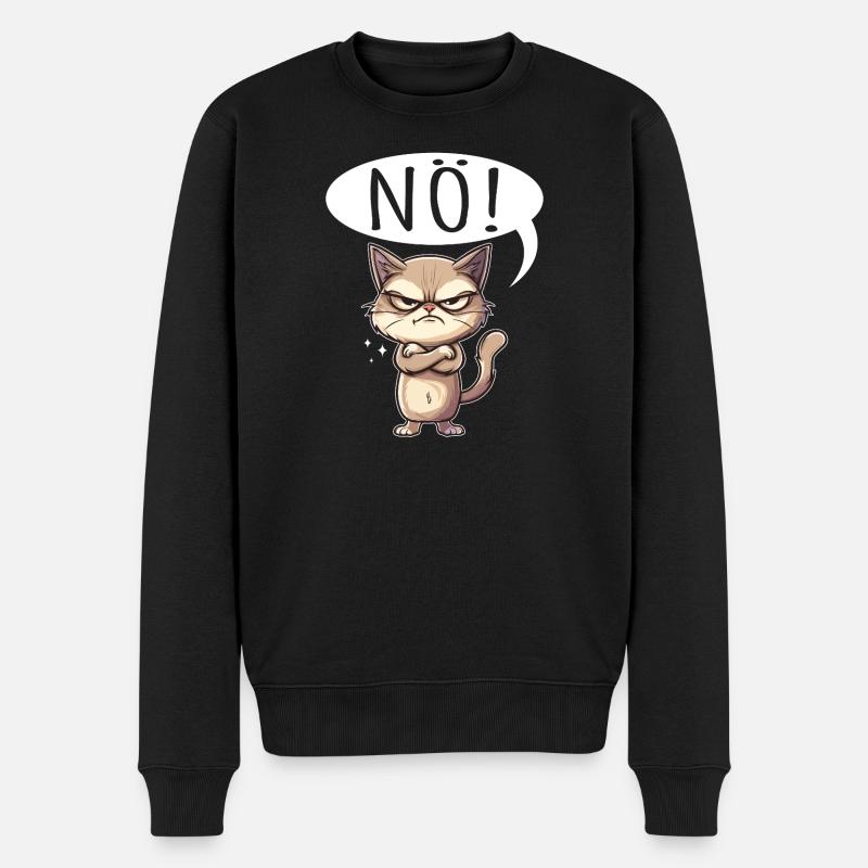 Coole Katze NÖ lustiger Spruch grummelig - Männer Premium Bio Pullover - Schwarz