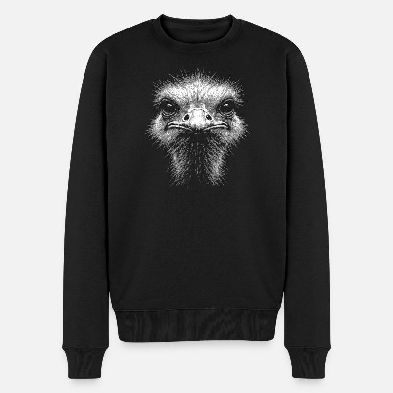 Straußenkopf  - Männer Premium Bio Pullover - Schwarz
