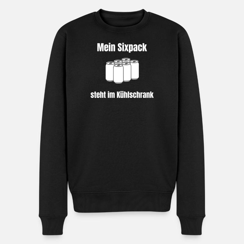 Mein Sixpack? Steht im Kühlschrank! - Männer Premium Bio Pullover - Schwarz