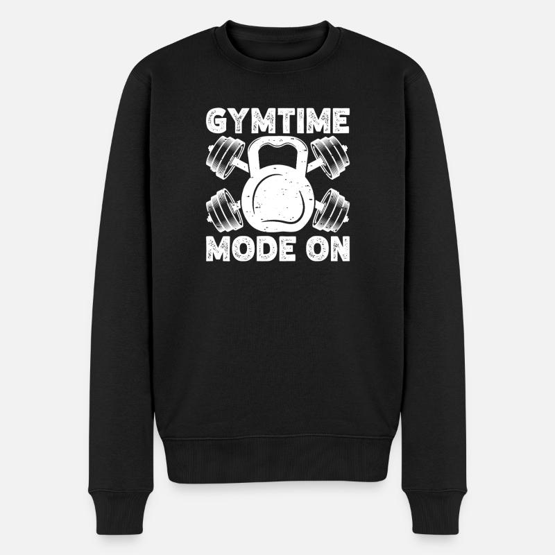 Powerlifting Bodybuilder Gymtime Mode On Gym - Männer Premium Bio Pullover - Schwarz