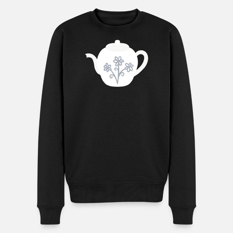 Florale Teekannenblüte - Männer Premium Bio Pullover - Schwarz