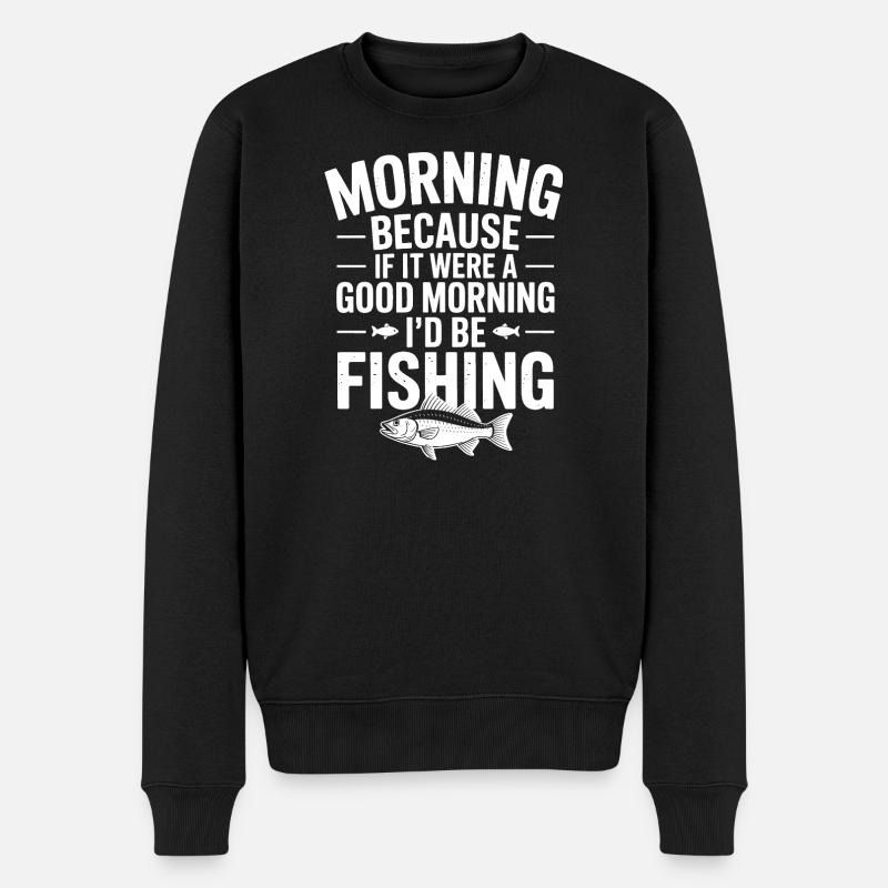 Morgenfisch-Zitat-Abschlag - Männer Premium Bio Pullover - Schwarz