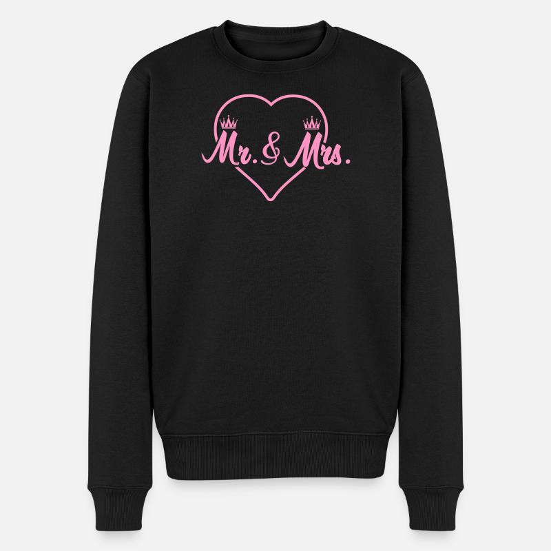 HerzKronen Mr & Mrs Design - Männer Premium Bio Pullover - Schwarz
