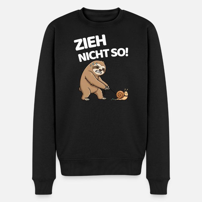 Zieh nicht so Faultier mit Schnecke - Männer Premium Bio Pullover - Schwarz