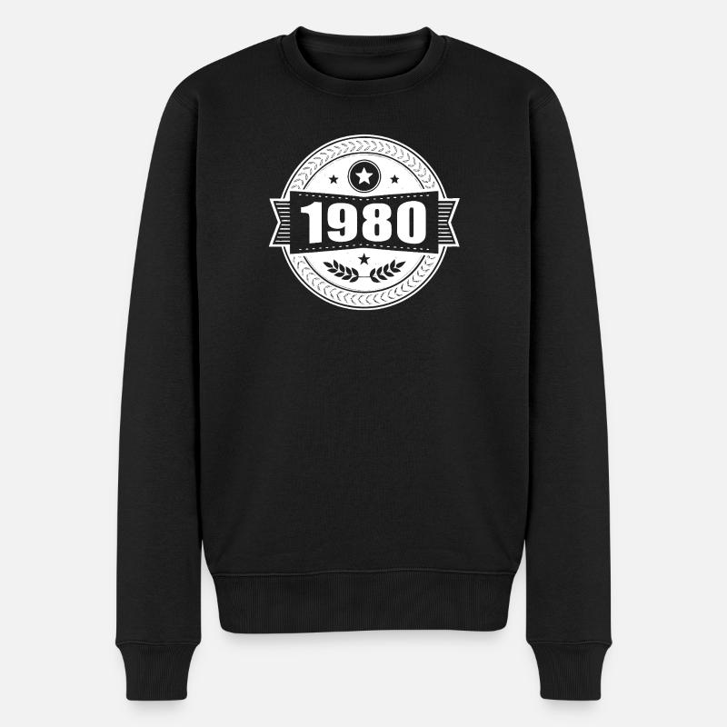Round 1980 EMBLEM blanc - Pull Premium bio Homme - noir