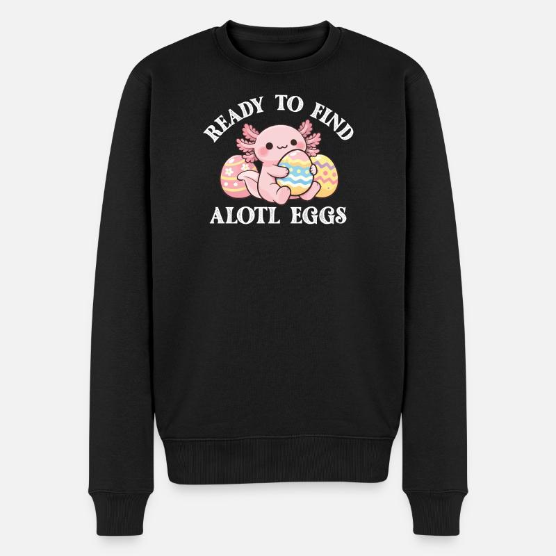 Bereit, Alotl-Eier zu finden Axolotl-Ostersuche - Männer Premium Bio Pullover - Schwarz