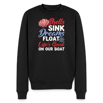 Shells Sink Dreams Float on Our Boat - Männer Premium Bio Pullover - Schwarz - Vorne - Nico (187cm)