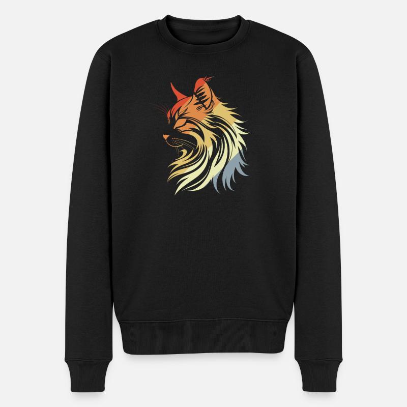 Kat retro-stil - Økologisk premium-sweatshirt til mænd - sort