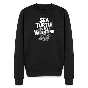 Meeresschildkröte ist mein Valentin - Männer Premium Bio Pullover - Schwarz - Vorne - Nico (187cm)