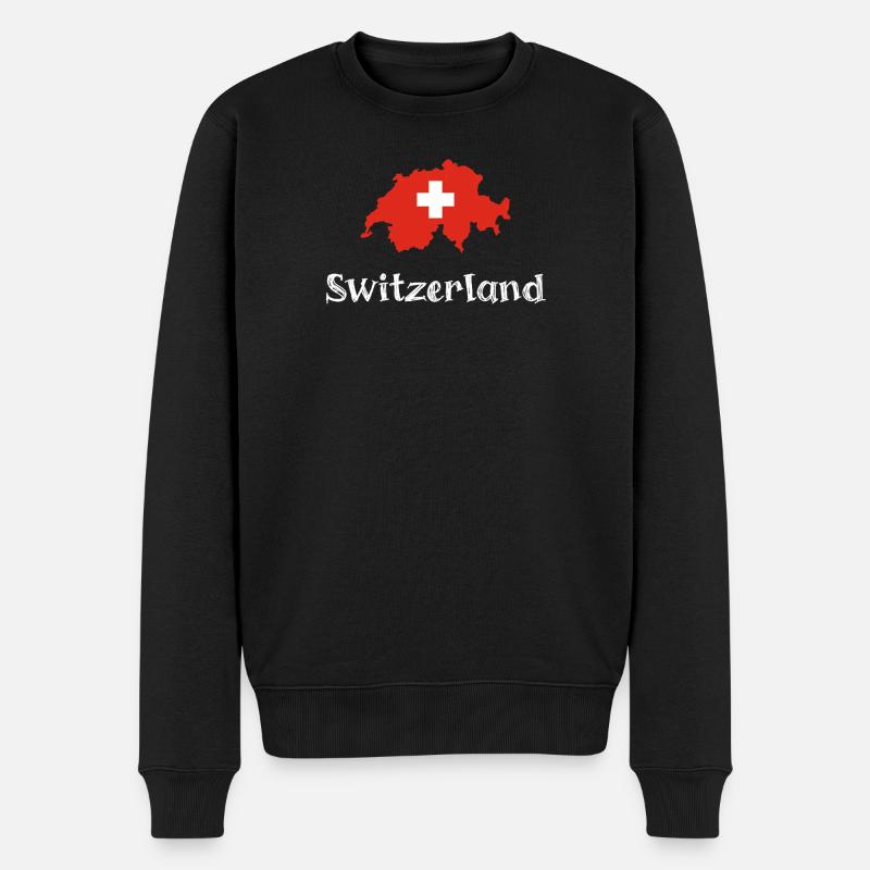 Switzlerland (White Text) - Männer Premium Bio Pullover - Schwarz
