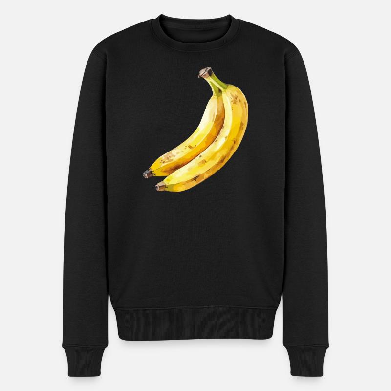 Banane Aquarell - Männer Premium Bio Pullover - Schwarz
