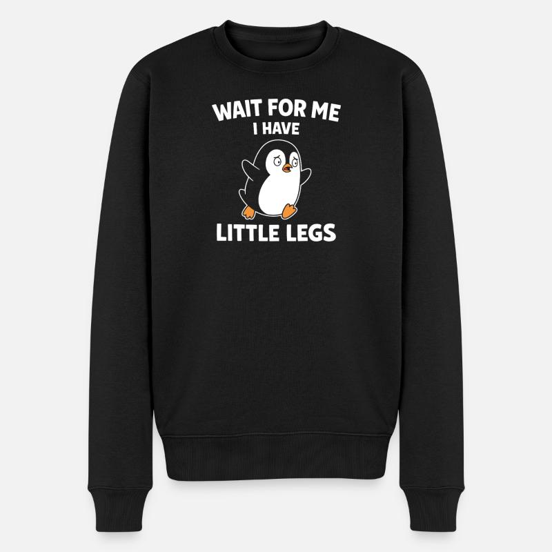 Süßer Pinguin wartet auf mich, ich habe kleine Beine - Männer Premium Bio Pullover - Schwarz