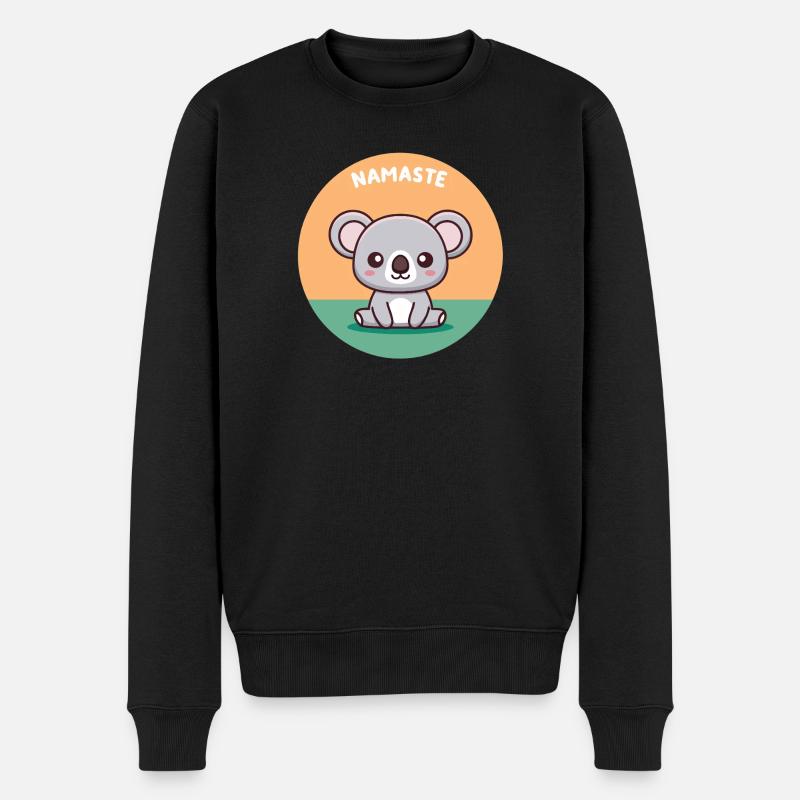 Koala-Namaste-Pastellrunde - Männer Premium Bio Pullover - Schwarz