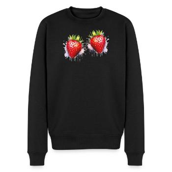 Water-coloured strawberries - Men's Premium Organic Jumper - black - Front - Nico (187cm)