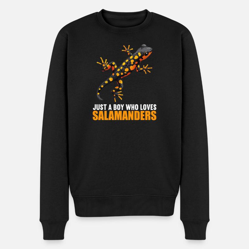 Feuersalamander Salamander - Männer Premium Bio Pullover - Schwarz