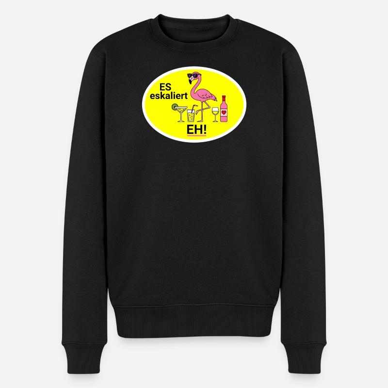 Flamingo Eskaliert Humor - Männer Premium Bio Pullover - Schwarz
